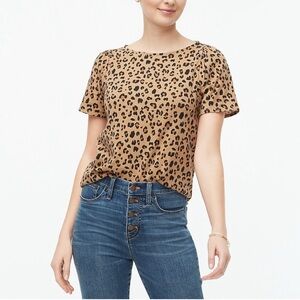 J Crew Leopard Short Sleeve Shirt L